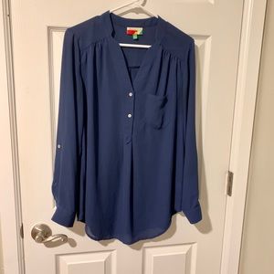 Fervour - Navy Blue Pam Breezely Long Sleeve Tunic